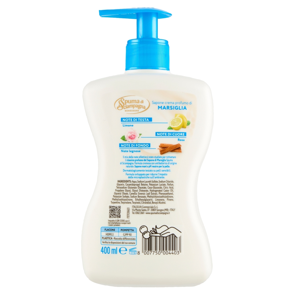 Spuma di Sciampagna Benessere Marsiglia Sapone Crema 400 ml